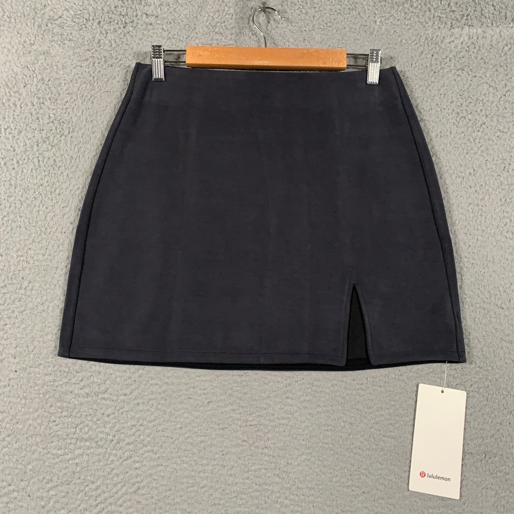 Lululemon Softstreme High-Rise Mini Skirt Women's Medium Black Slit Slim Fit New